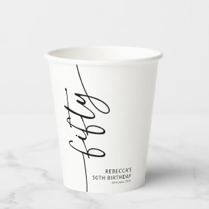Elegant Script Fifty 50th Birthday Paper Cups