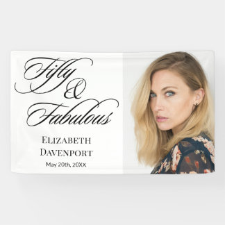 Elegant Script Fifty and Fabulous 50th Birthday Banner