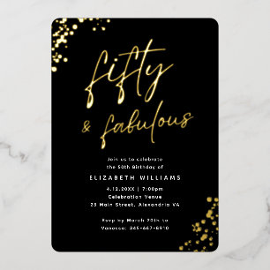 Elegant Script Fifty and Fabulous Birthday Gold