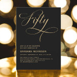 Elegant Script Fifty Black Gold 50th Birthday Invitation<br><div class="desc">Celebrate five decades of life with style and elegance. This Elegant Script Fifty Black Gold 50th Birthday Invitation combines a stunning black and gold colour palette with sophisticated script lettering, setting the perfect tone for a glamourous and memorable celebration. Ideal for anyone marking their 50th birthday, this invitation brings class...</div>