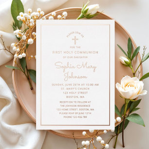 Elegant Script First Communion Rose Gold