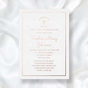 Elegant Script First Communion Rose Gold