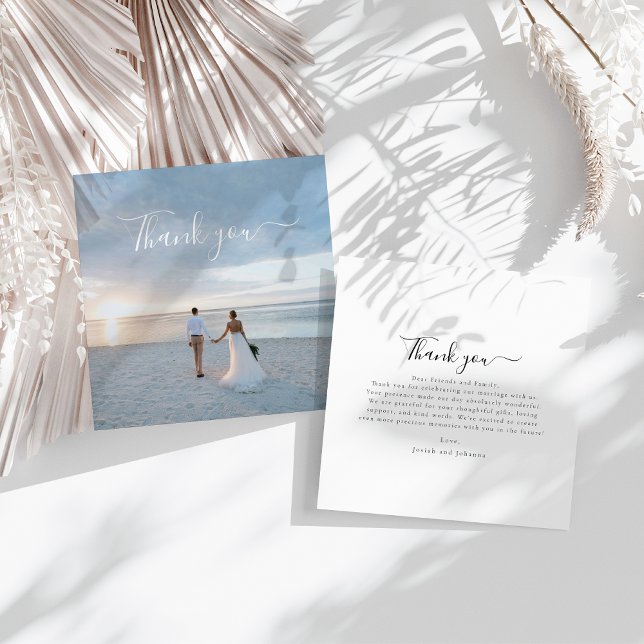 Elegant Script Flat Note Wedding Thank You Card (Creator Uploaded)