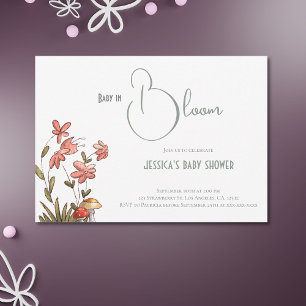 Elegant Script Floral Baby in Bloom Baby Shower Invitation