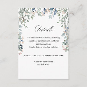 Elegant Script Floral Cascade Wedding Details Enclosure Card