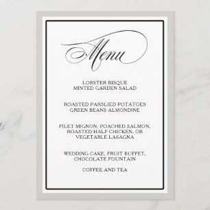 Elegant Script Flourishes Wedding Menu