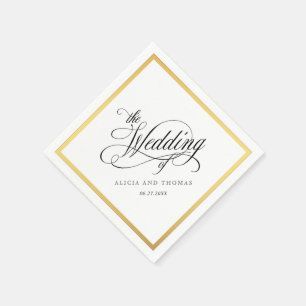 Elegant Script Flourishes Wedding Napkin