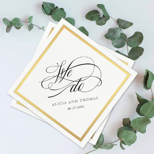 Elegant Script Flourishes Wedding We Do Napkin