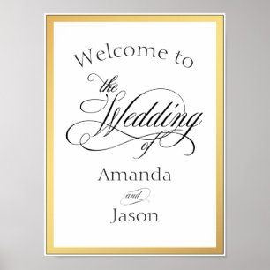 Elegant Script Flourishes Wedding Welcome Sign