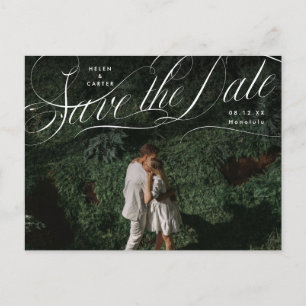 Elegant Script Flourishing Photo Save the Date Announcement Postcard
