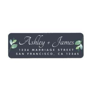 Elegant Script Foliage Wedding Return Address