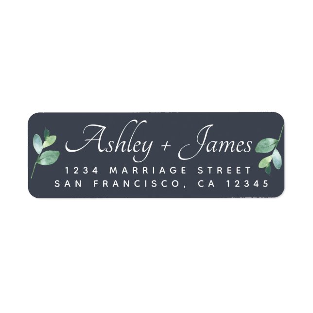 Elegant Script Foliage Wedding Return Address (Front)