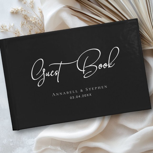 Elegant, Script Font, Black, Wedding Guest Book (Elegant, Script Font, Black, Wedding Guest Book)