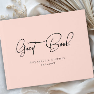 Elegant Script Font Blush Pink Wedding Guest Book