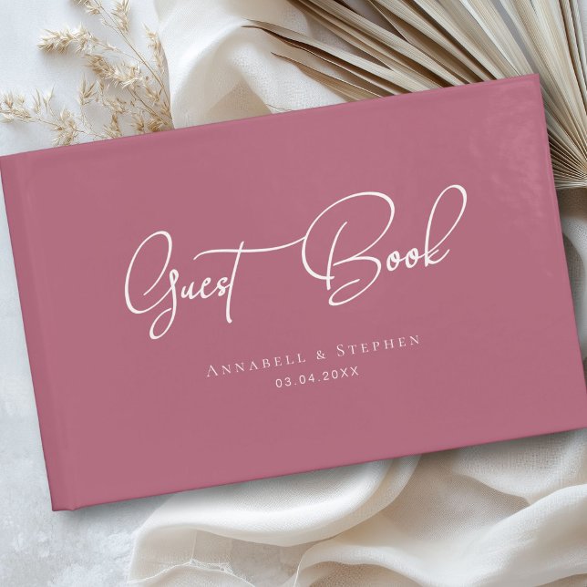 Elegant, Script Font, Cherry-Red Wedding  Guest Book (Personalized Elegant, Script Font, Cherry-Red Wedding Guest Book)