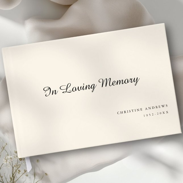 Elegant, Script Font "In Loving Memory" Funeral Guest Book (Elegant, Script Font "In Loving Memory" Beige Funeral Guest Book)