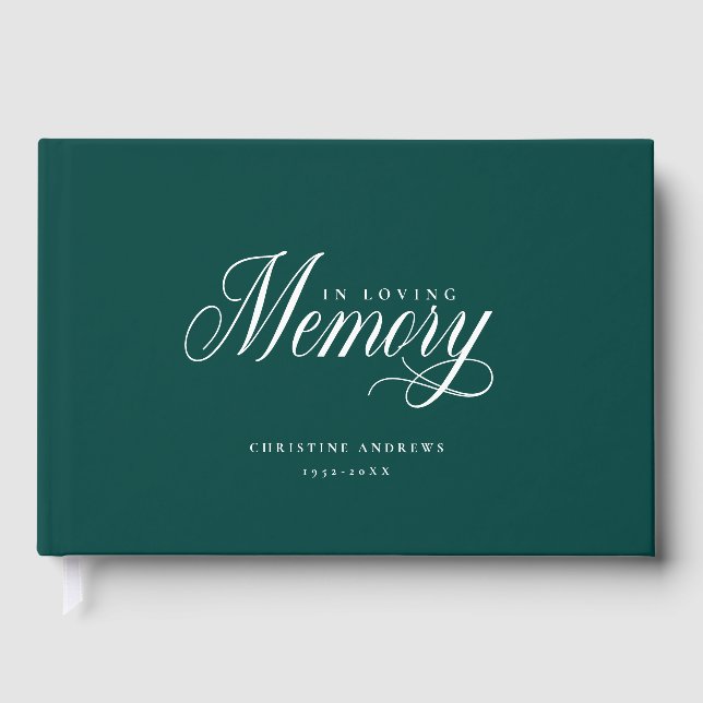 Elegant, Script Font "In Loving Memory" Funeral Guest Book (Front)