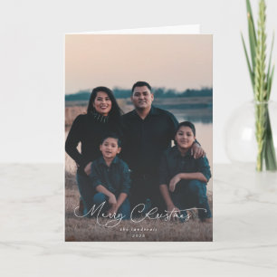 Elegant Script Font Merry Christmas Photo Card