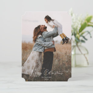 Elegant Script Font Merry Christmas Photo Holiday Card