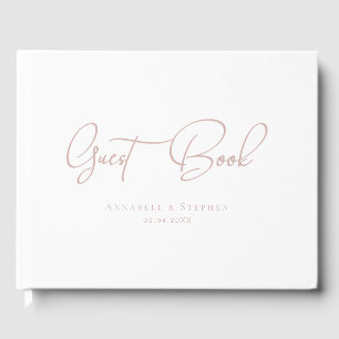 Elegant, Script Font, White, Wedding Guest Book