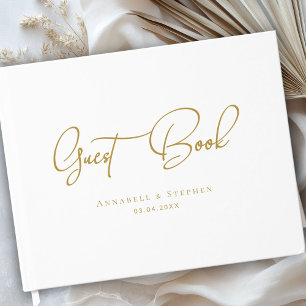 Elegant Script Font White Wedding Guest Book