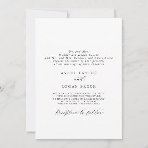 Elegant Script Formal Both Parents Hosting Wedding Invitation