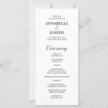 Elegant Script Formal White Wedding Program