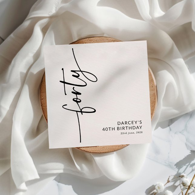 Elegant Script Forty 40th Birthday Napkin (Creator Uploaded)