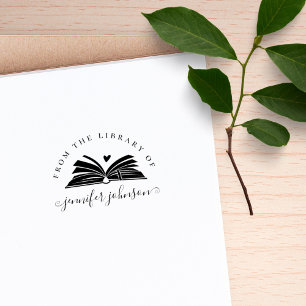 Elegant Script From The Library Book Rubber Stamp