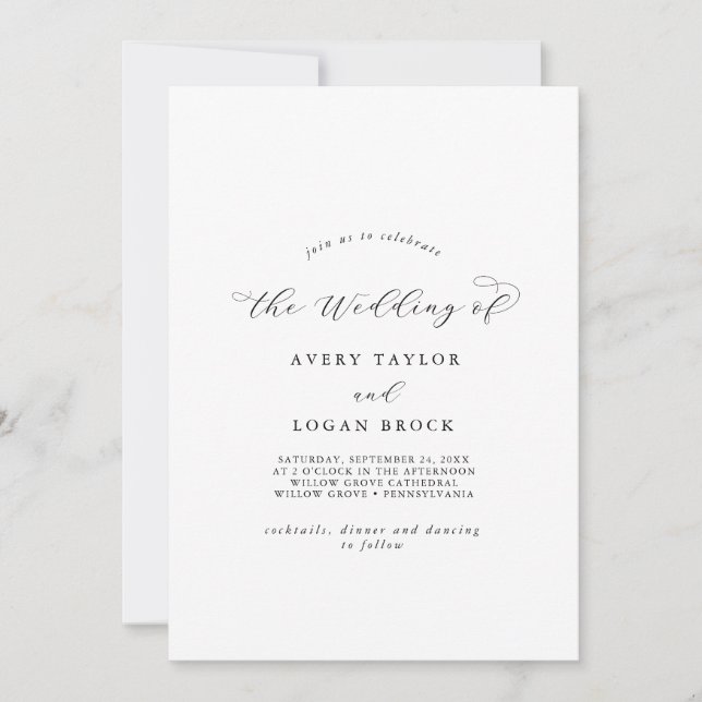 Elegant Script Front and Back The Wedding Of Invitation (Front)