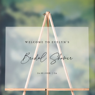 Elegant Script Frosted Bridal Shower Welcome Acrylic Sign