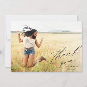 Elegant Script Full Photo Graduation Thank You Card