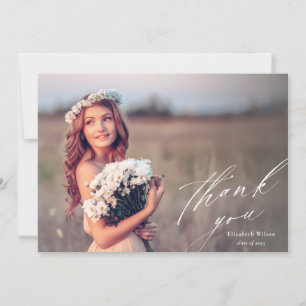 Elegant Script Full Photo Graduation Thank You Card