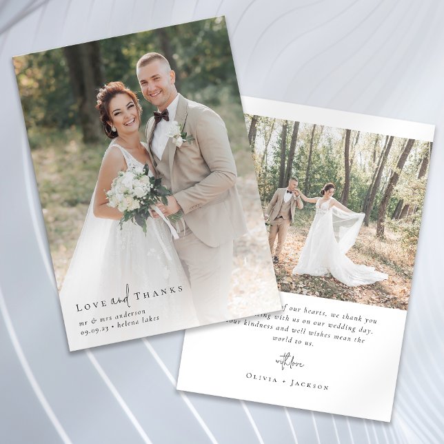 Elegant Script Full Photo Wedding Thank You Card (Creator Uploaded)