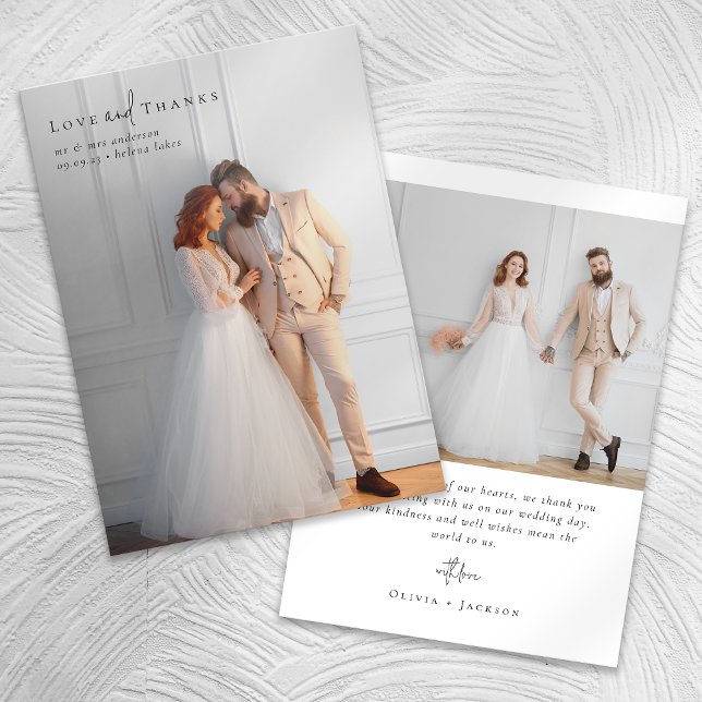 Elegant Script Full Photo Wedding Thank You Card (Creator Uploaded)