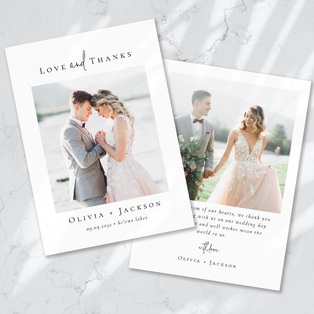 Elegant Script Full Photo Wedding Thank You Card (Creator Uploaded)