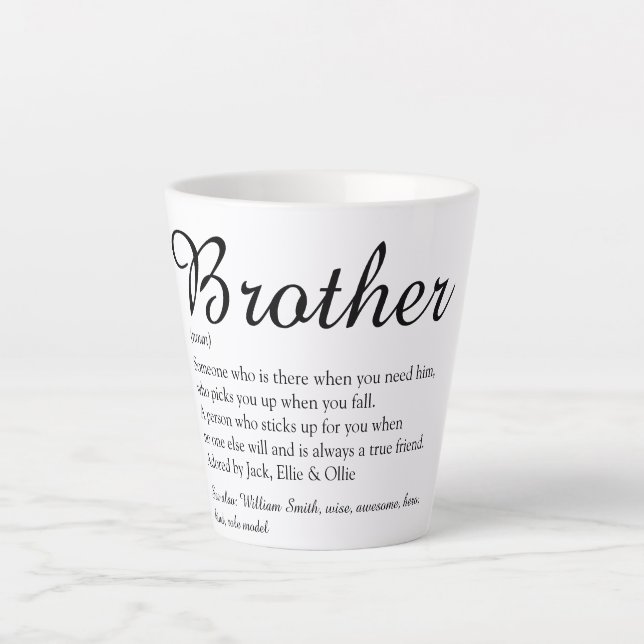 Elegant Script Fun Cool Best Brother Definition  Latte Mug (Front)