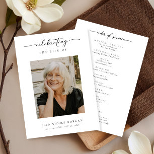 Elegant Script Funeral Ceremony Service With Photo Programme