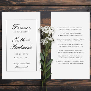 Elegant Script Funeral Memorial Prayer Card