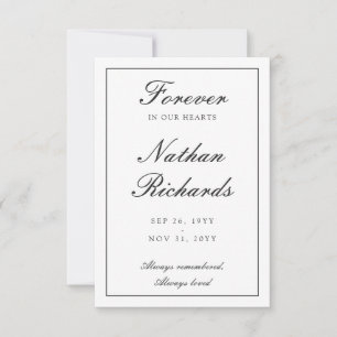 Elegant Script Funeral Memorial Thank You Card