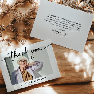 Elegant Script Funeral Photo Double Sided Sympathy Thank You Card