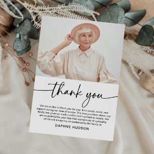Elegant Script Funeral Photo Sympathy Thank You Card