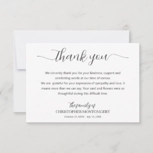 Elegant Script Funeral Thank You Card