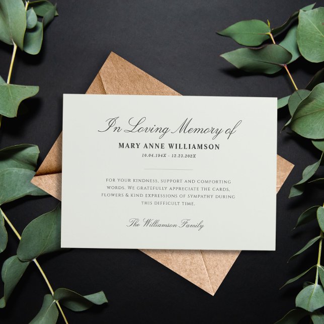 elegant script funeral thank you card (Creator Uploaded)