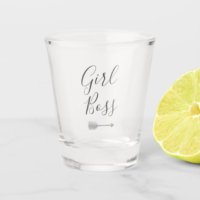 Elegant Script Girl Boss   Shot Glass (Front)
