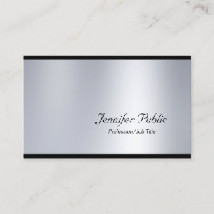 Elegant Script Glamour Silver Modern Plain Luxury Business Card