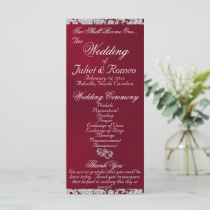 Elegant Script & Glitter - Burgundy Wedding Programme