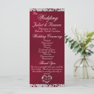 Elegant Script & Glitter - Burgundy Wedding Programme