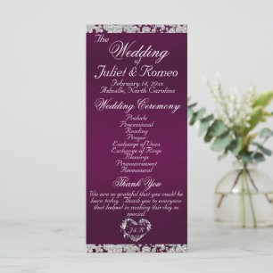 Elegant Script & Glitter - Purple Wedding Programme