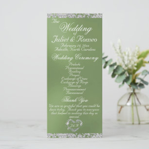 Elegant Script & Glitter - Sage Wedding Programme